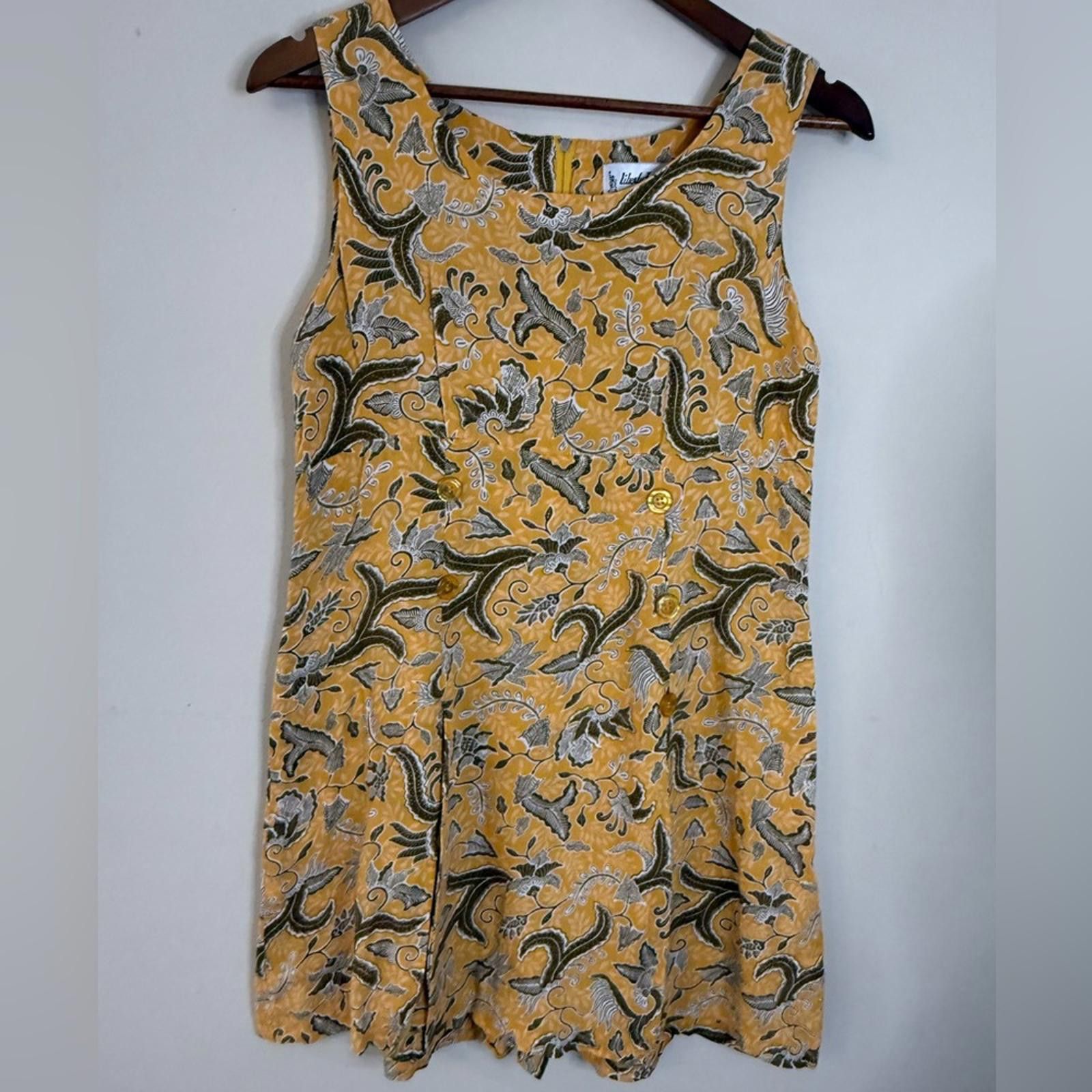 Other Liberty Fashions yellow floral retro romper mini dress SZ M Size 32" / US 10 / IT 46 - 1 Thumbnail