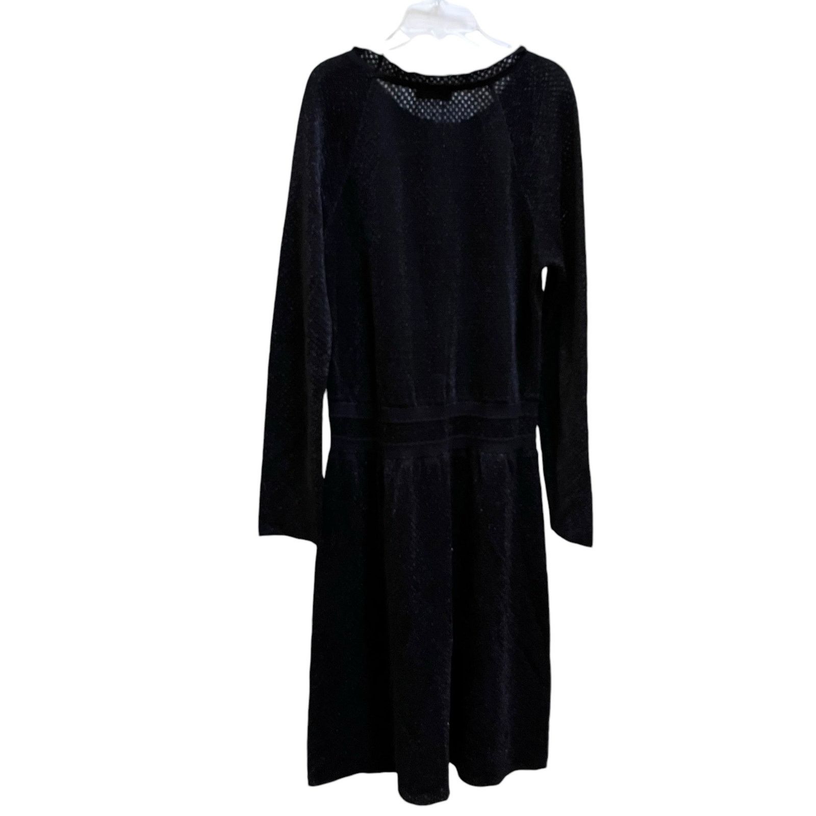 Tory Burch Black Isabelle Wool Metallic Sweater Dress Large