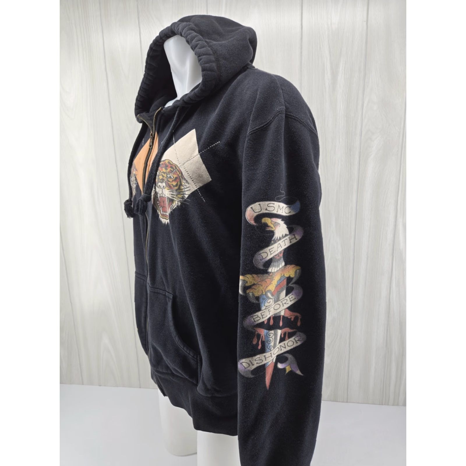 Ed Hardy VINTAGE Ed Hardy Women's Full Zip Hoodie Tiger Logo 3XL Black Knit Cotton Polyester Rhinestone Zipper Hoodie Sweatshirt Ladies Size XXL / US 16-18 / IT 52-54 - 5 Thumbnail