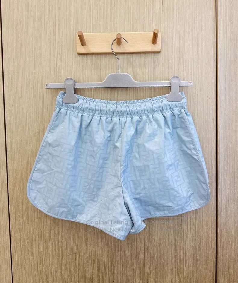 Fendi Fendi Baby Blue Printed Logo Shorts Size 23" - 3 Thumbnail