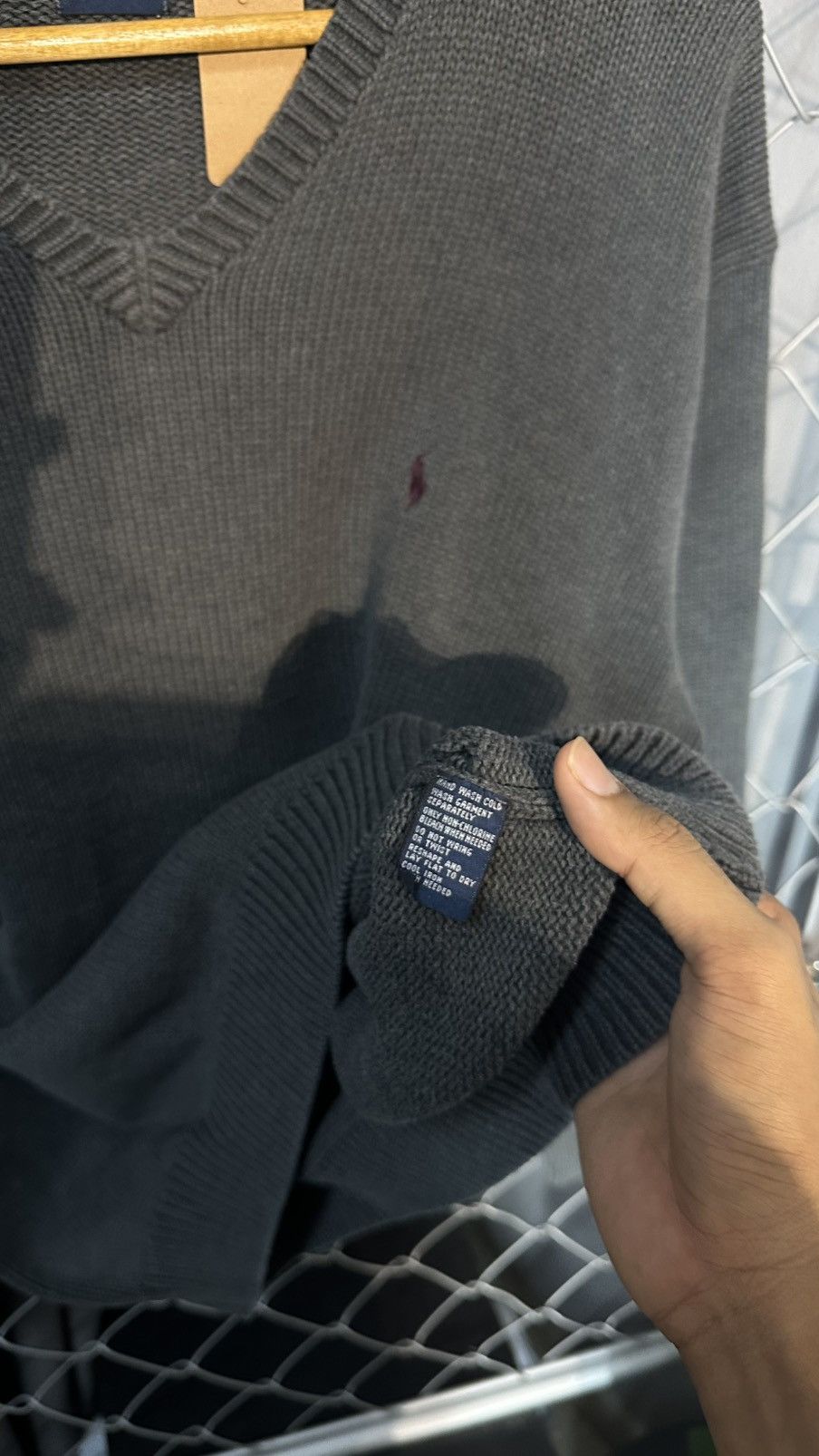 Polo Ralph Lauren Vintage Polo Ralph Lauren VNeck Cotton Knit Sweater Charcoal Size US L / EU 52-54 / 3 - 6 Thumbnail
