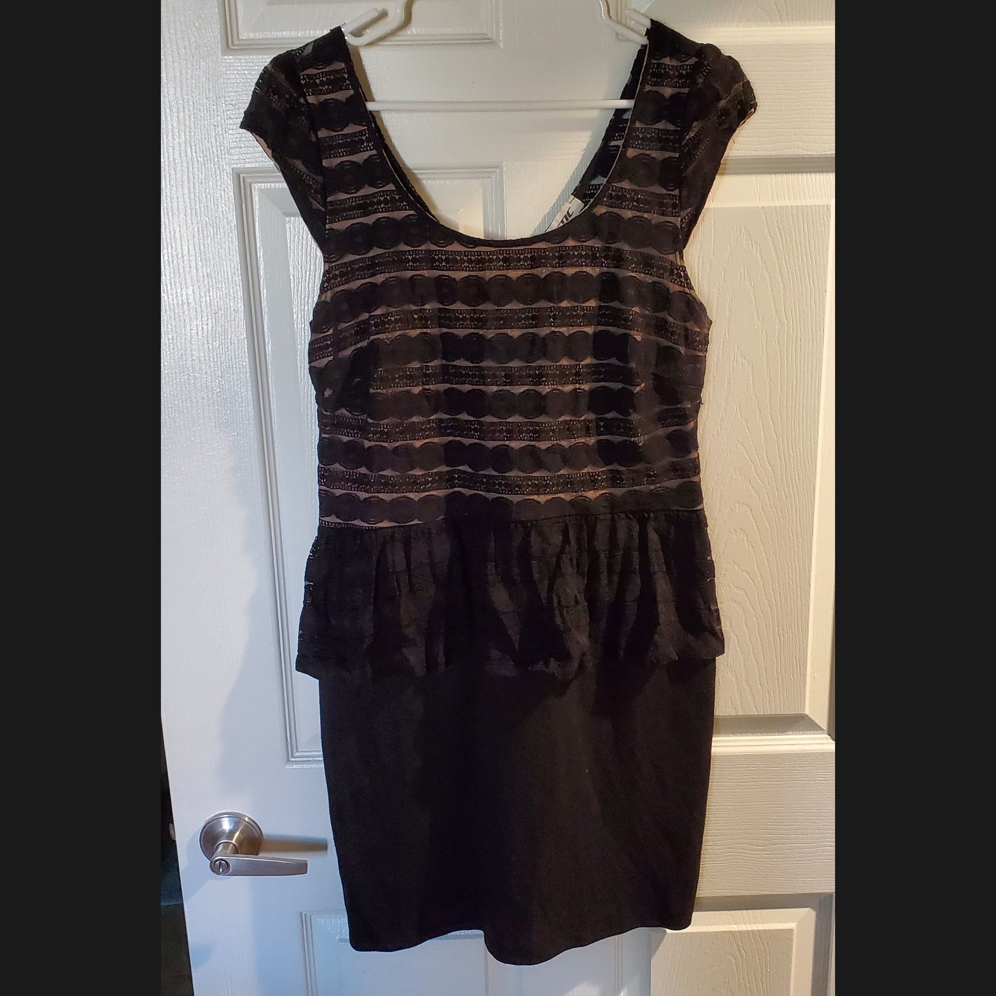 Vintage Vintage Mystic Black Mini Peplum Styled Dress (xl) Size XL / US 12-14 / IT 48-50 - 1 Preview