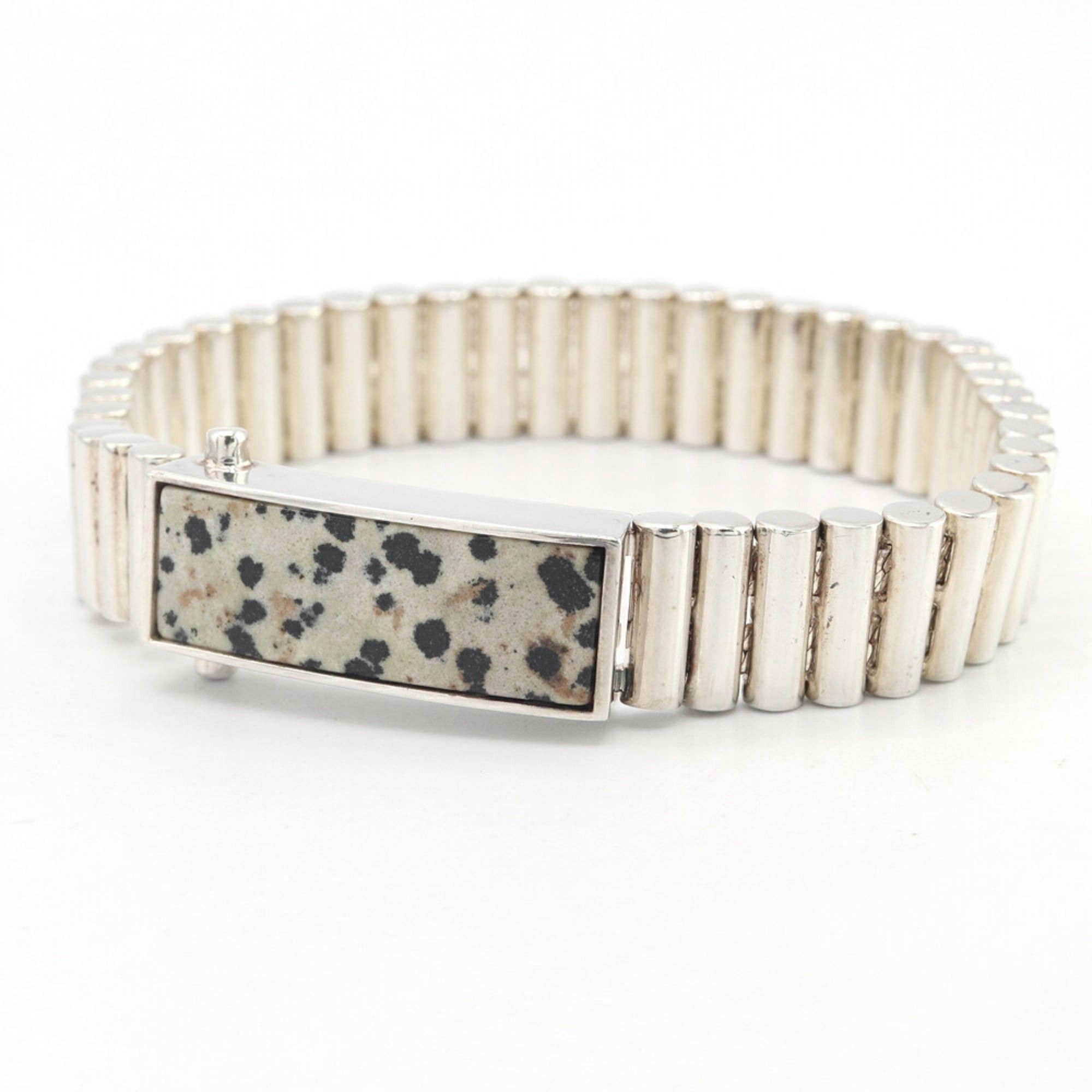 Bottega Veneta Bottega Veneta Bracelet 763230 SV Sterling Silver 925 Small Bangle with Dalmatian Stones for Men and Women Size ONE SIZE - 1 Thumbnail