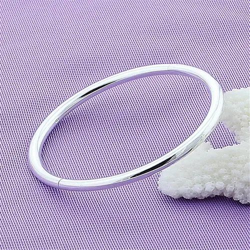 Jewelry × Vintage 925 Sterling Silver Bangle Simple Solid Smooth Unisex Size ONE SIZE - 2 Thumbnail
