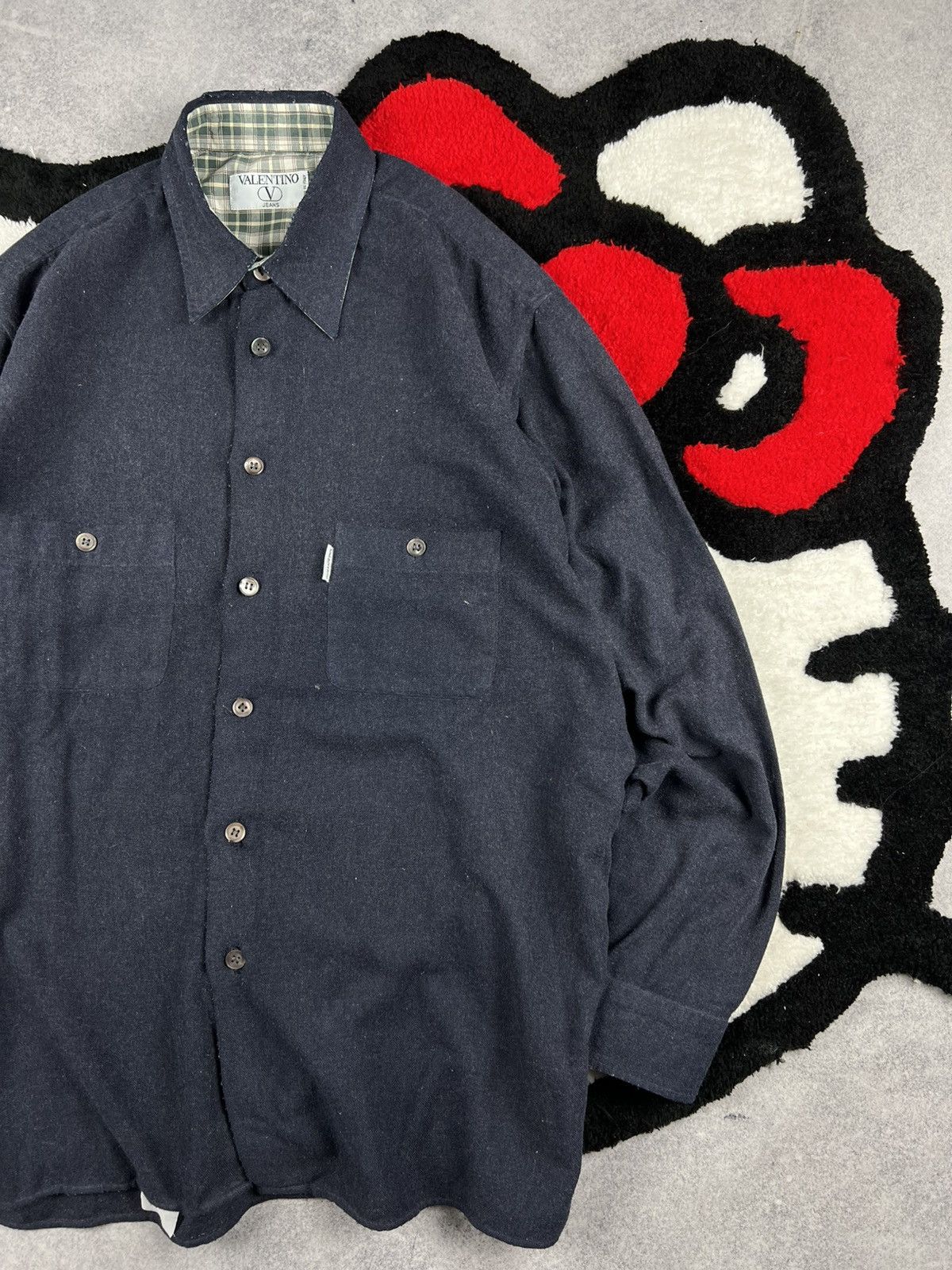 Valentino Vintage Valentino Wool Old Money Luxury Button Up Shirt Size US XL / EU 56 / 4 - 3 Thumbnail