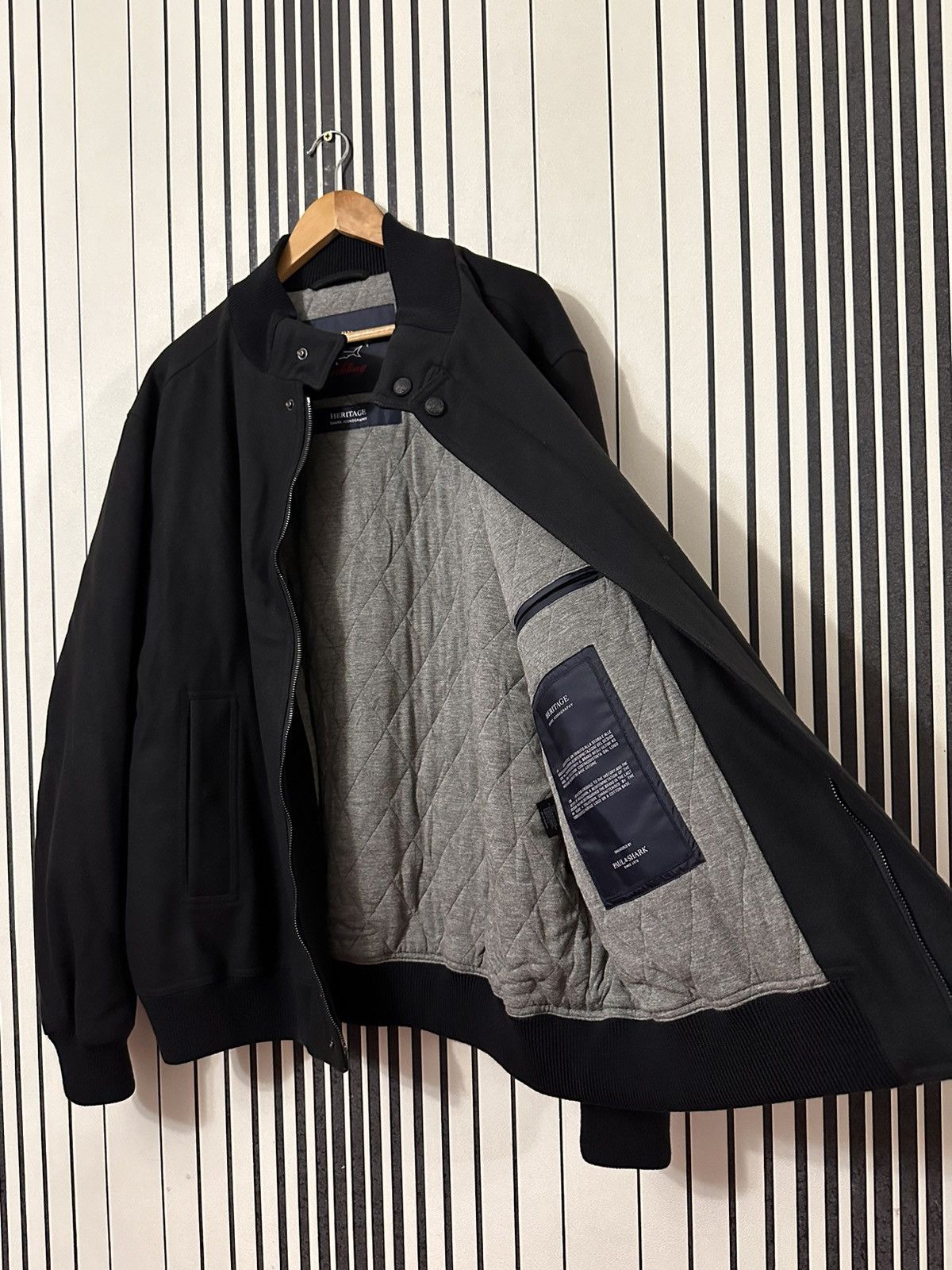 Paul Shark Woolen Classic Italian Black Bomber Jacket