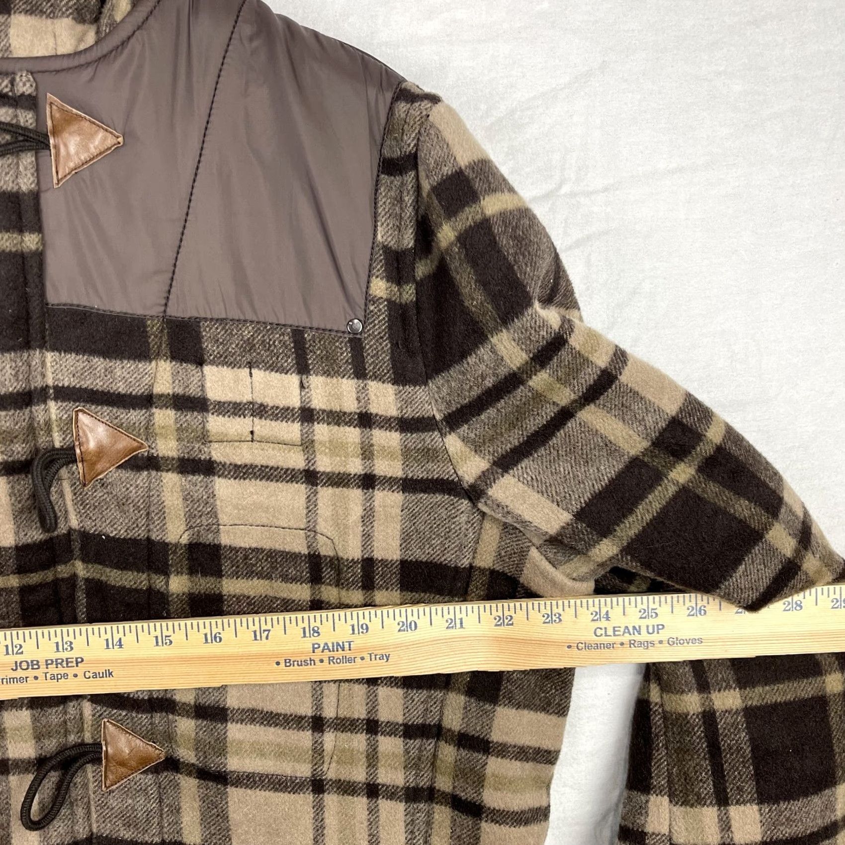 Vintage VINTAGE Triple Five Soul Duffle Coat Womens XL Brown Tan Plaid Wool Hooded Toggle Jacket Size XL / US 12-14 / IT 48-50 - 6 Thumbnail