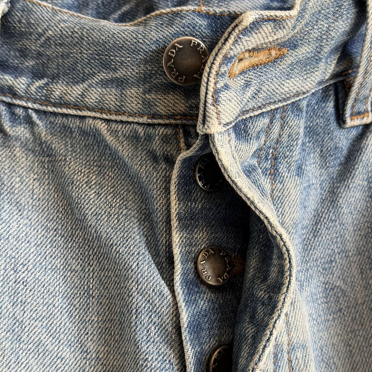 Prada 2000’s Prada Light Wash Thrashed Repair Denim Size US 32 / EU 48 - 9 Thumbnail