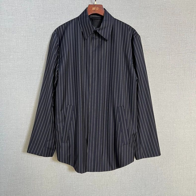 Balenciaga Balenciaga size 36 Navy striped wool shirt jacket Size S / US 4 / IT 40 - 1 Thumbnail