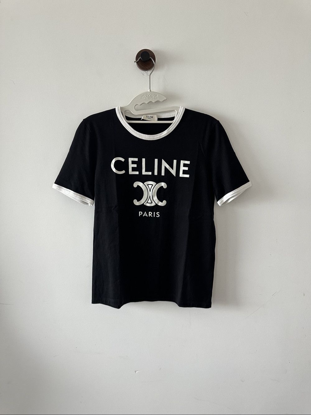 Celine Celine Triomphe Logo Ringer T-Shirt Size M Size M / US 6-8 / IT 42-44 - 1 Thumbnail