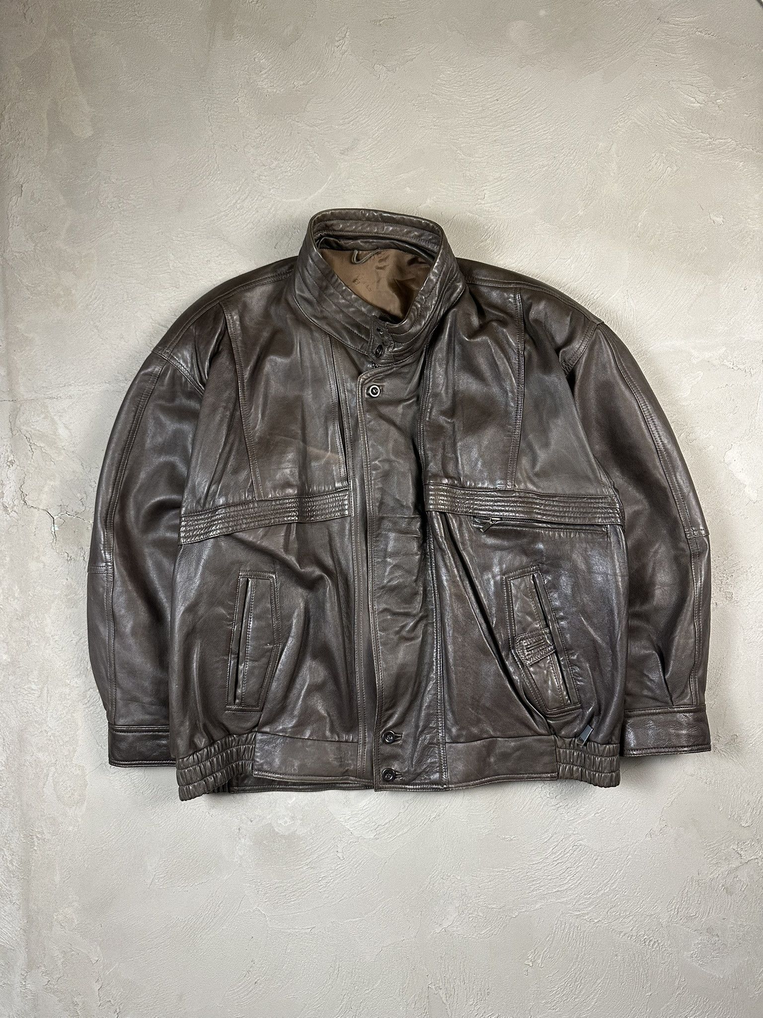 archive】90s Open All leather jacket Vintage Genuine Leather