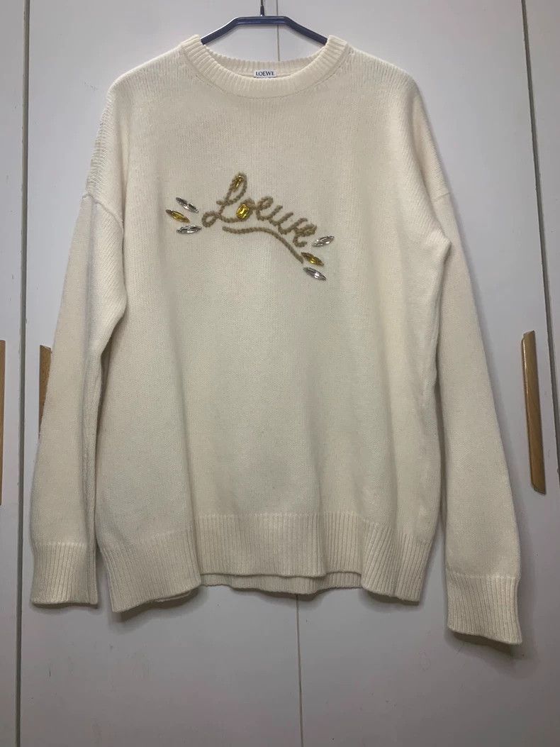 Loewe LOEWE White long sweater Size L / US 10 / IT 46 - 1 Thumbnail