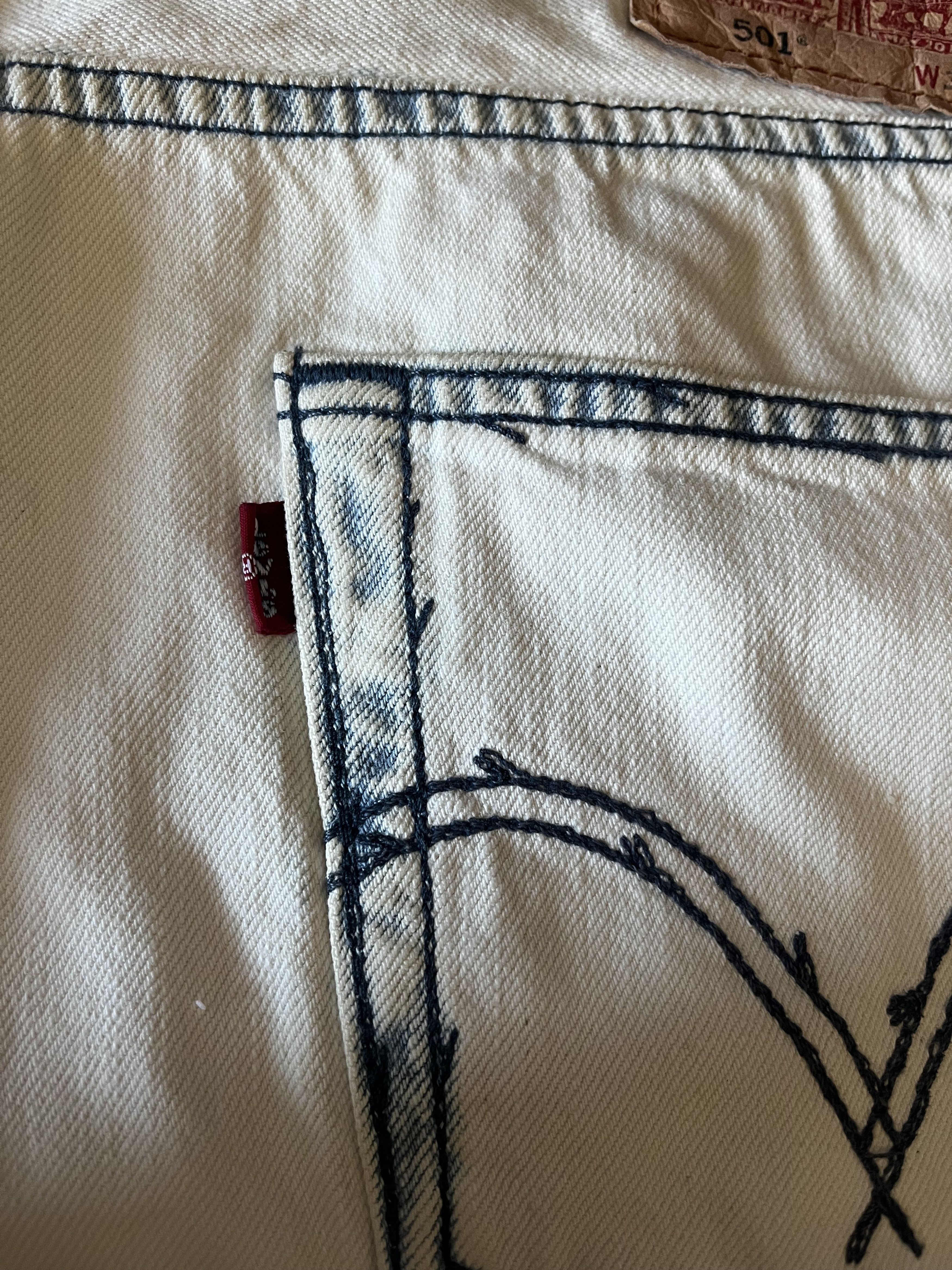 Levi's Vintage Clothing Vintage Levi’s 501 White Jeans – Rare, T01 Button Size US 34 / EU 50 - 5 Thumbnail