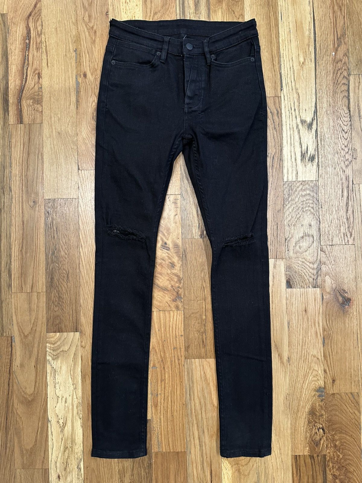 Ksubi Knee Rip Plain Black Denim Jeans Size 29