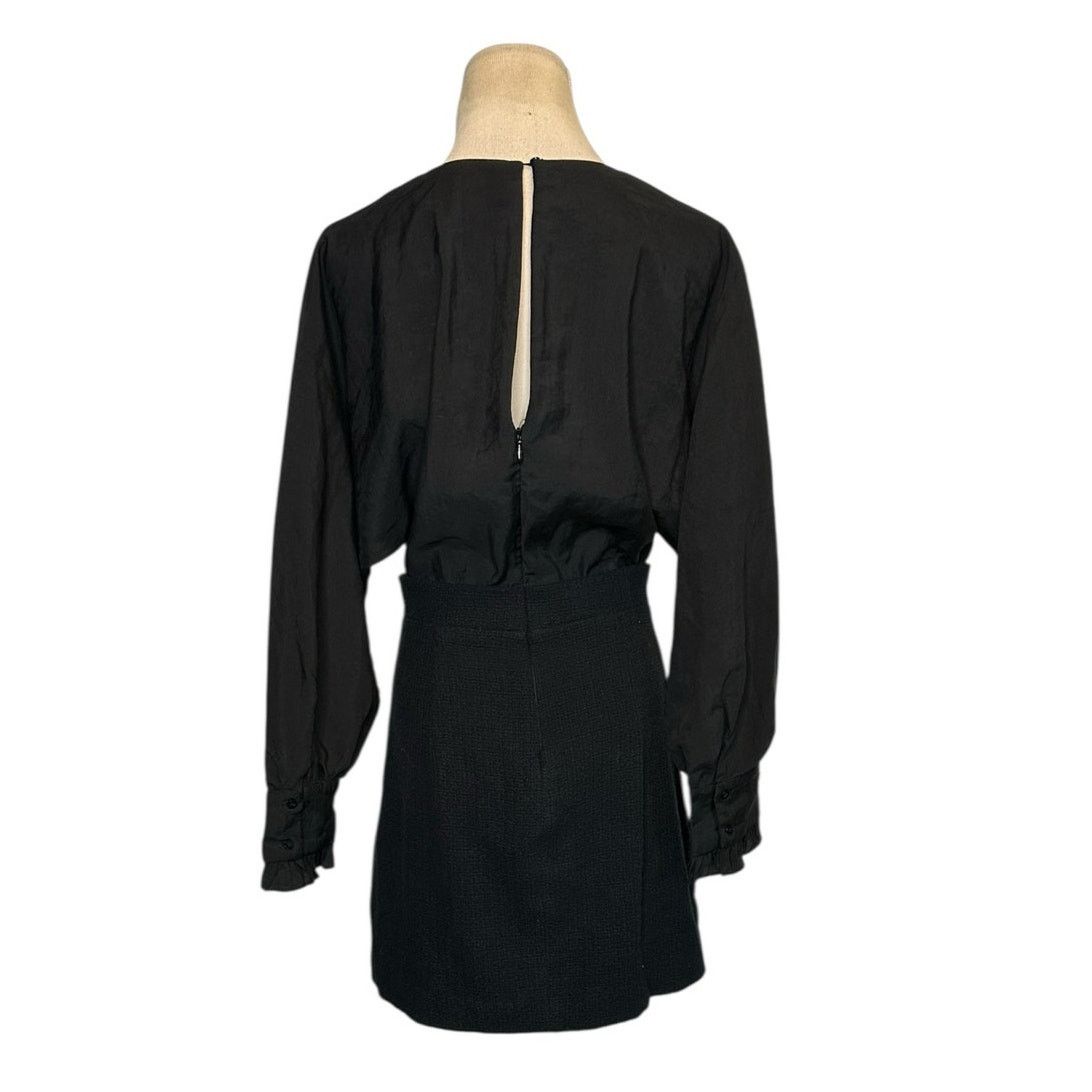 Zara Zara Black Contrasting Tweed Long Sleeve Mini Dress Size S Size S / US 4 / IT 40 - 2 Thumbnail