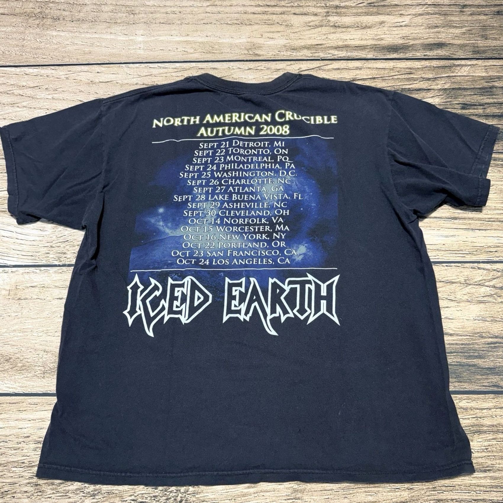Anvil VINTAGE Anvil Iced Earth T-Shirt Mens XL Black Graphic Print Crew Neck Short Sleeve Band Metal 2008 Concert Double-Sided Logo Size US XL / EU 56 / 4 - 3 Thumbnail