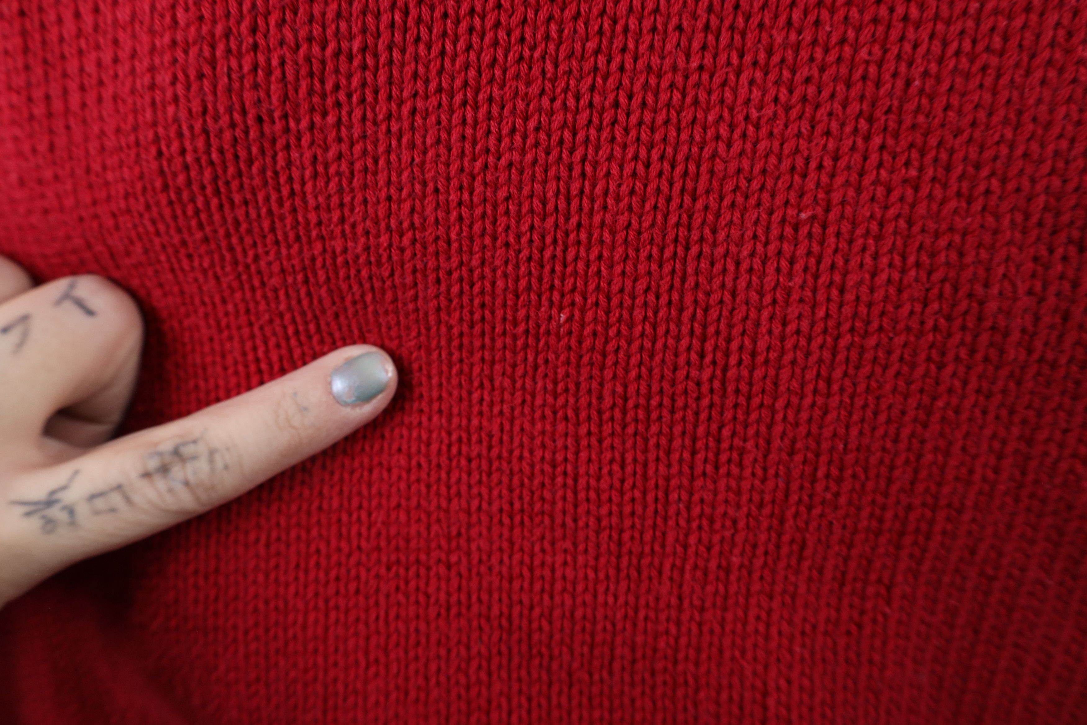 Vintage Vintage 90s Streetwear Blank Cotton Ribbed Knit Sweater Red Size US XL / EU 56 / 4 - 6 Thumbnail