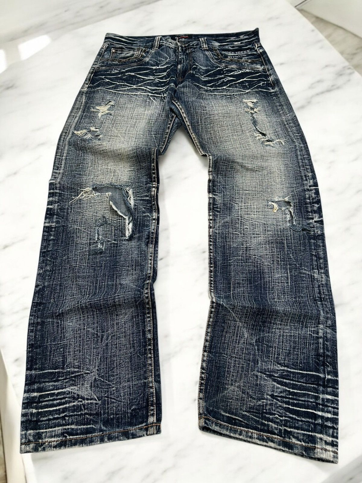 GOSTAR DE FUGA Sorridere Jean Denim Washed Black Distressed Size US 33 - 1 Thumbnail