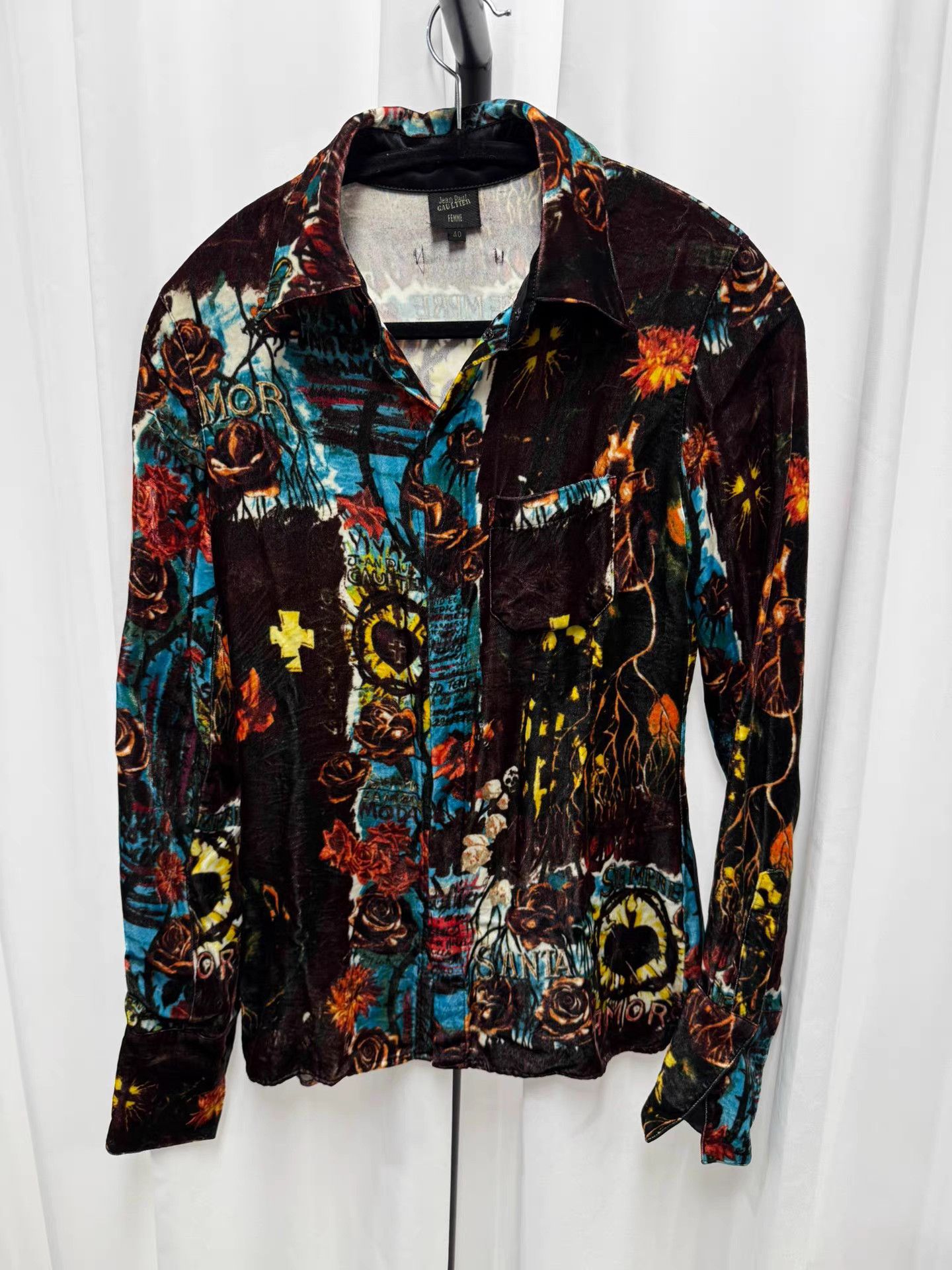 Jean Paul Gaultier Jean Paul Gaultier Velvet Shirt K20 Size US XXS / EU 40 - 1 Thumbnail