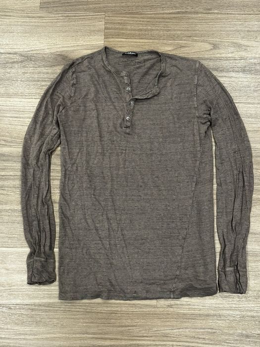 Balmain Decarnin Era Campaign Linen Henley | Grailed