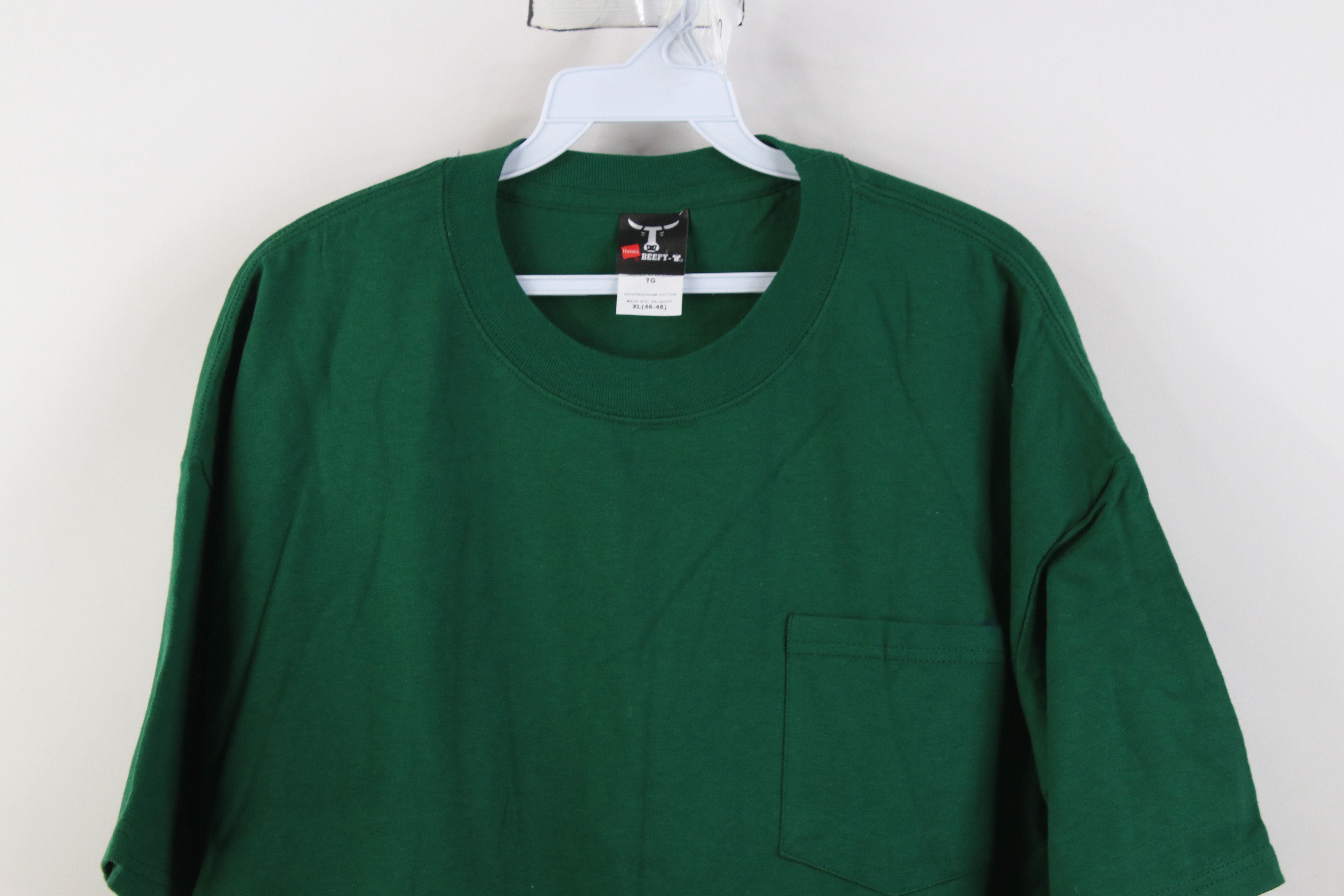 Hanes Deadstock Vintage Y2K Hanes Beefy Pocket T-Shirt Green Size US XL / EU 56 / 4 - 2 Thumbnail