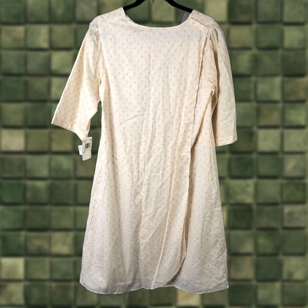 Vintage VINTAGE Tessie Gown Womens M Nightgown Floral 3/4 Sleeve White Cotton Polyester Midi Nightgown Womens Size ONE SIZE - 1 Thumbnail