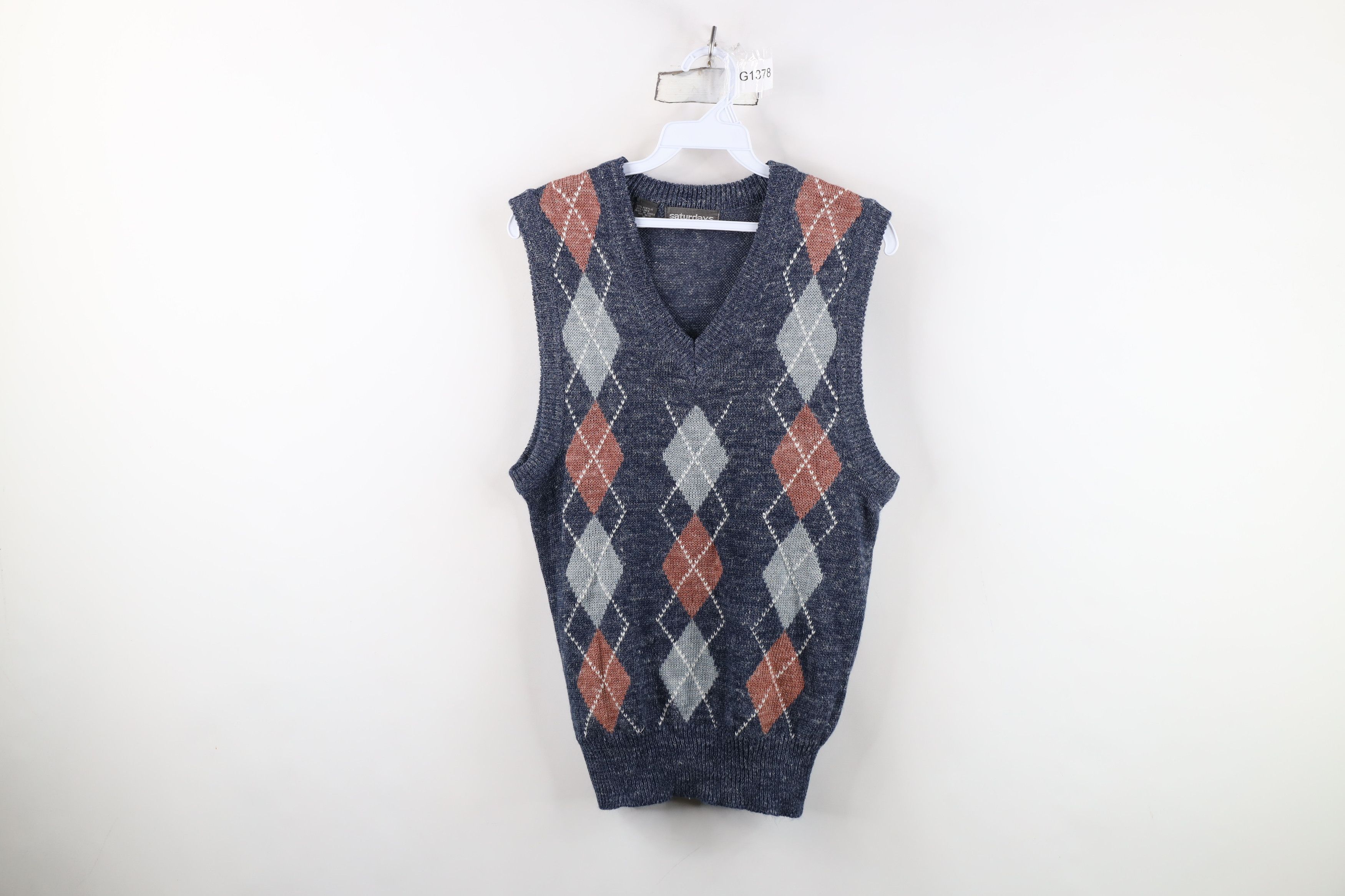 Vintage Vintage 90s Streetwear Argyle Diamond Knit Sweater Vest Size M / US 6-8 / IT 42-44 - 1 Thumbnail