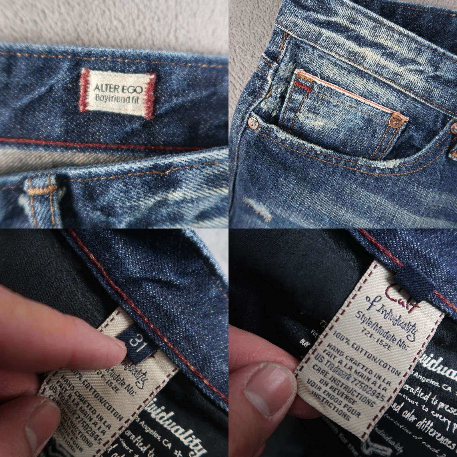 Cult Of Individuality VINTAGE Cult of Individuality Distressed Womens Alter Ego Boyfriend Jeans Sz 31 (36x26) Size 24" / US 00 / IT 34 - 8 Thumbnail