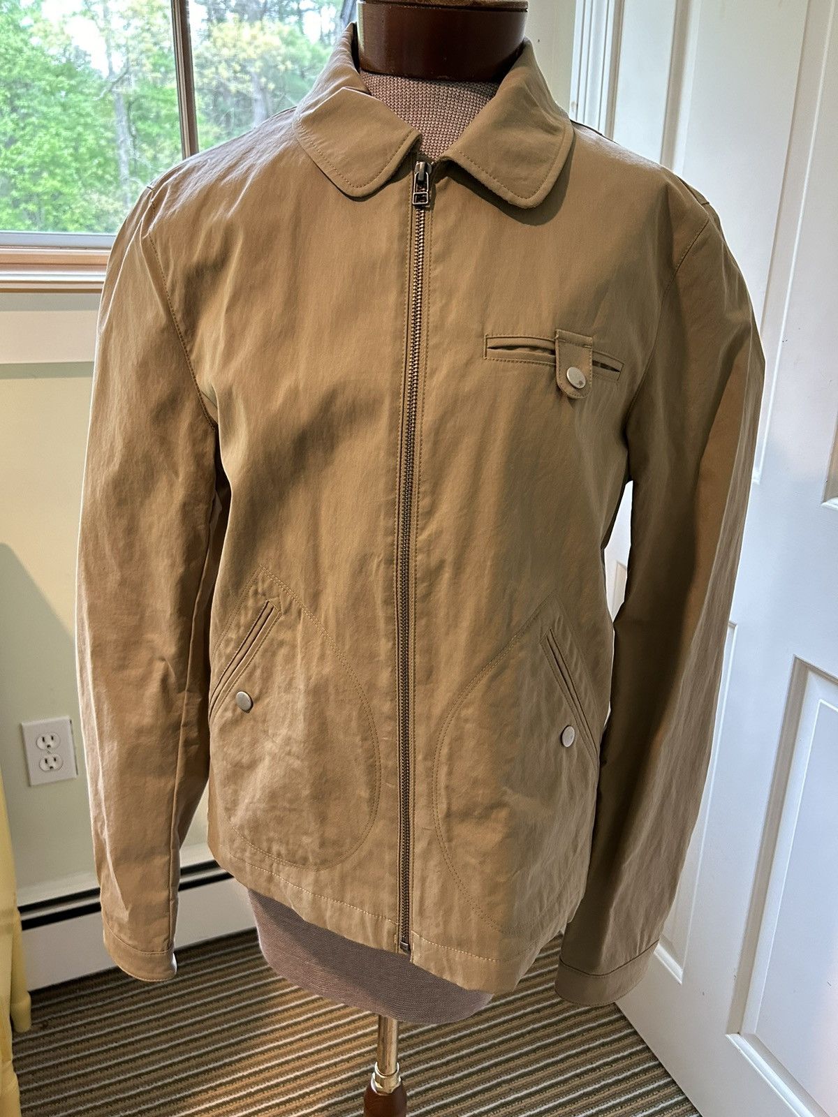 image of Bonobos Khaki Cotton Bomber Jacket in Beige, Men's (Size Medium)