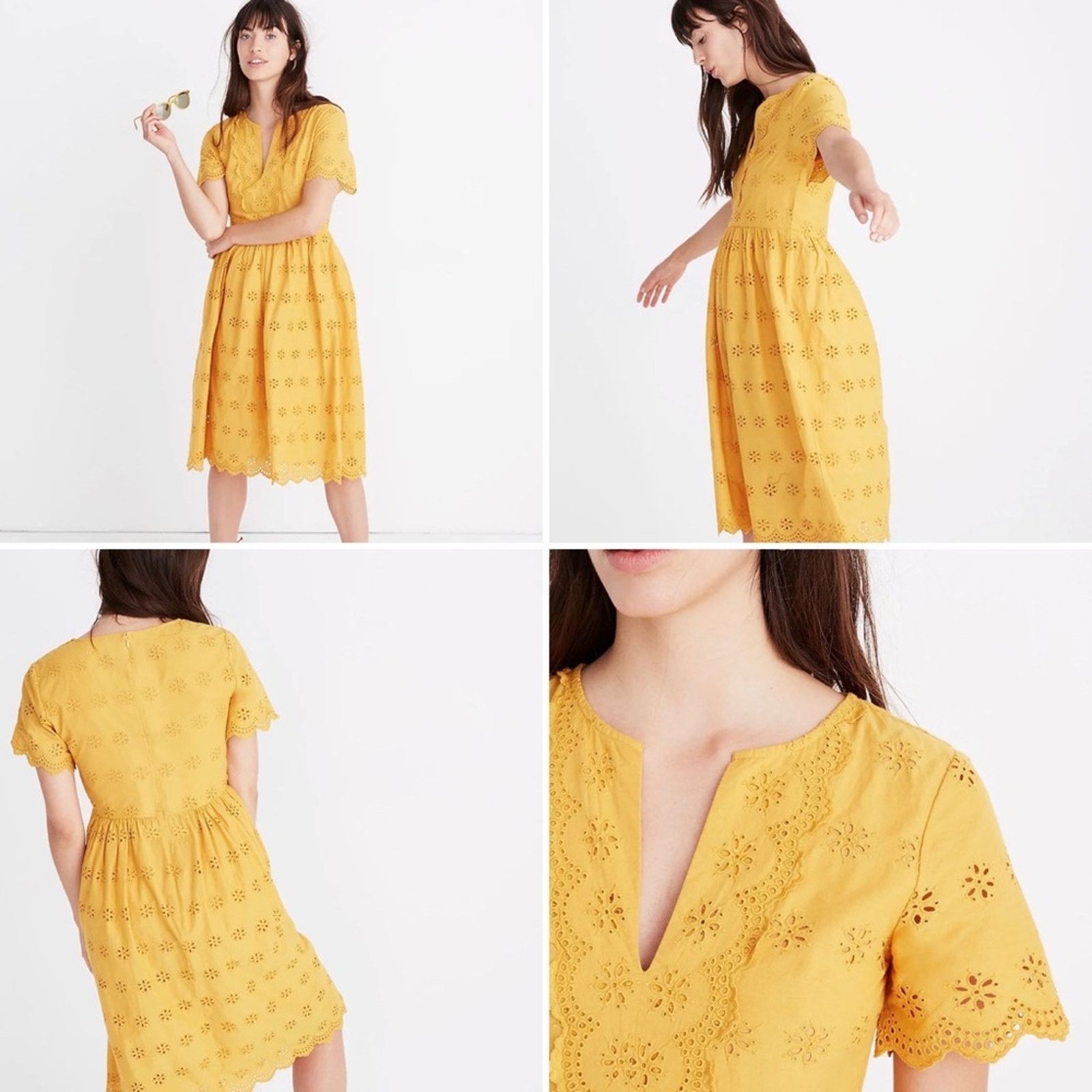 Madewell Madewell $150 2023 Scalloped Eyelet Midi Dress sz 0 Sold Out Size XS / US 0-2 / IT 36-38 - 4 Thumbnail