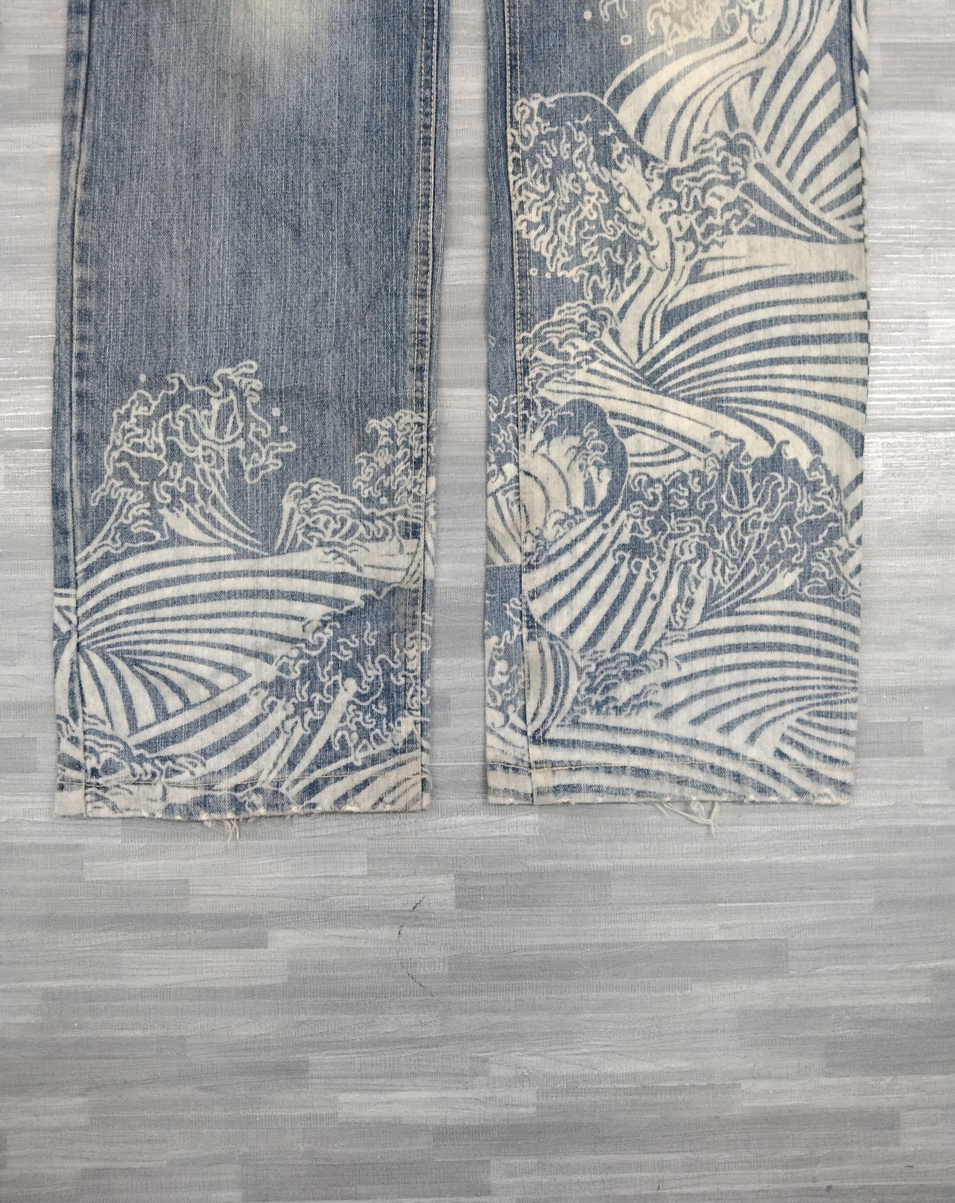 Art Comes First SICK ART HANDMADE GUMU DENIM PANTS Size US 33 - 6 Thumbnail