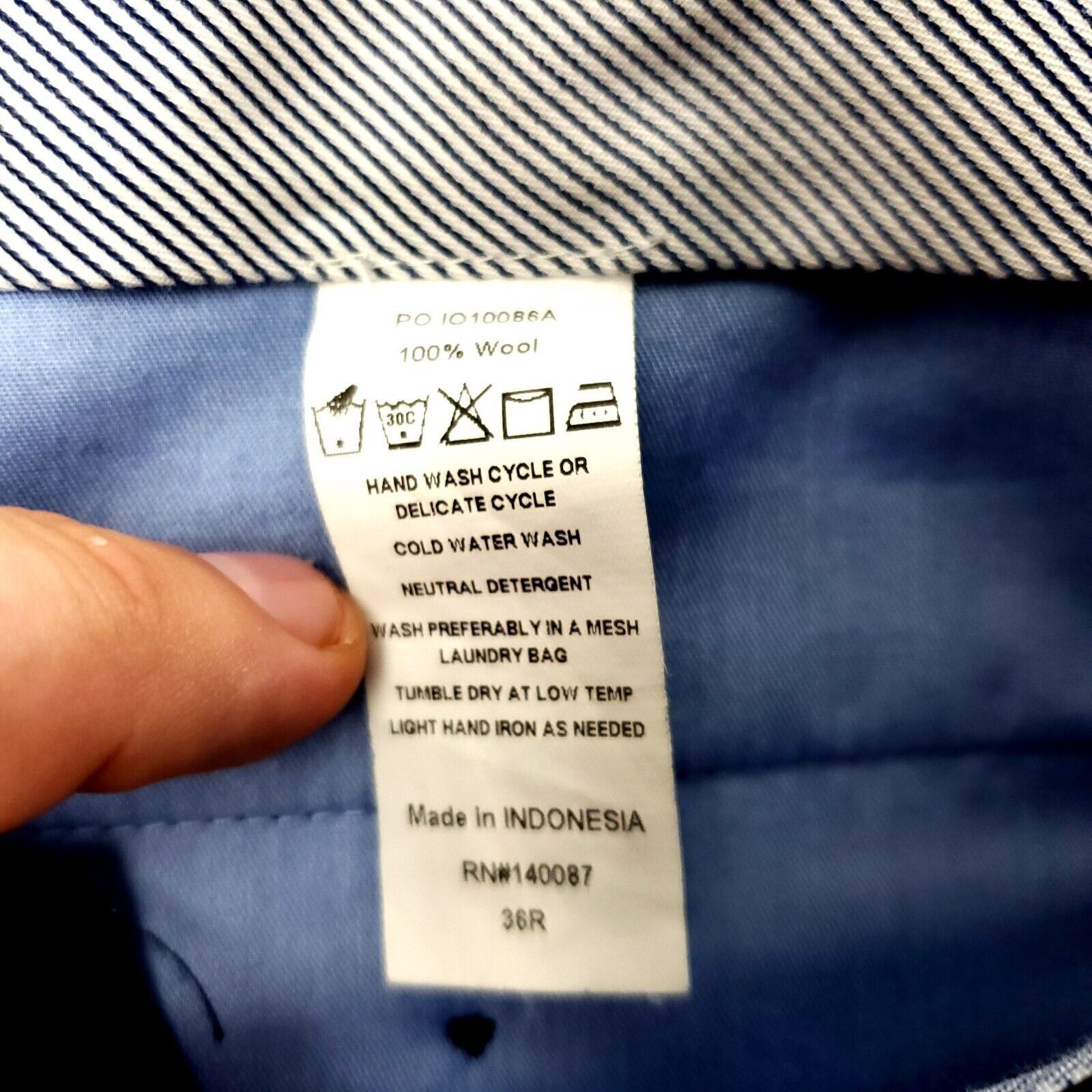 Hart Schaffner Marx Hart Schaffner Marx Wool Dress Pants 36/28 Blue Elastic Wais Size 36R - 4 Thumbnail