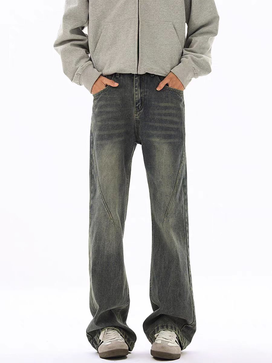 Japanese Brand × Jean Vintage washed whiskering straight-leg jeans Size US 30 / EU 46 - 1 Thumbnail