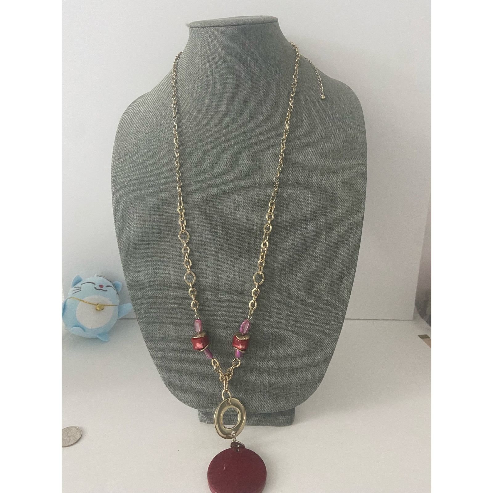 Other long chain necklace with red round pendant Size ONE SIZE - 1 Thumbnail