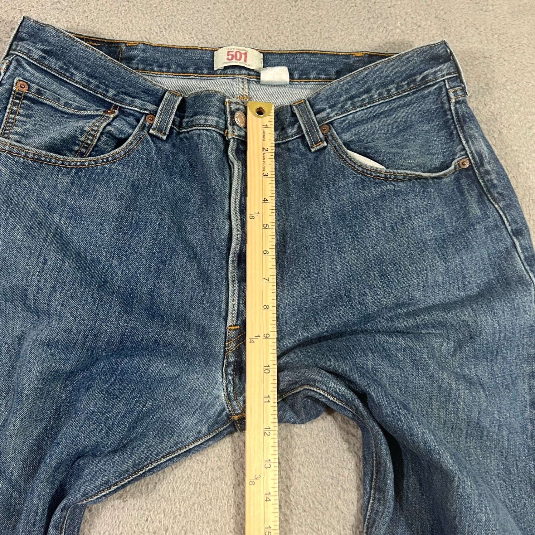Levi's Levi's 501 Jeans Mens Regular Fit 38x30 Blue Straight Leg Button Fly Denim Size US 38 / EU 54 - 3 Thumbnail