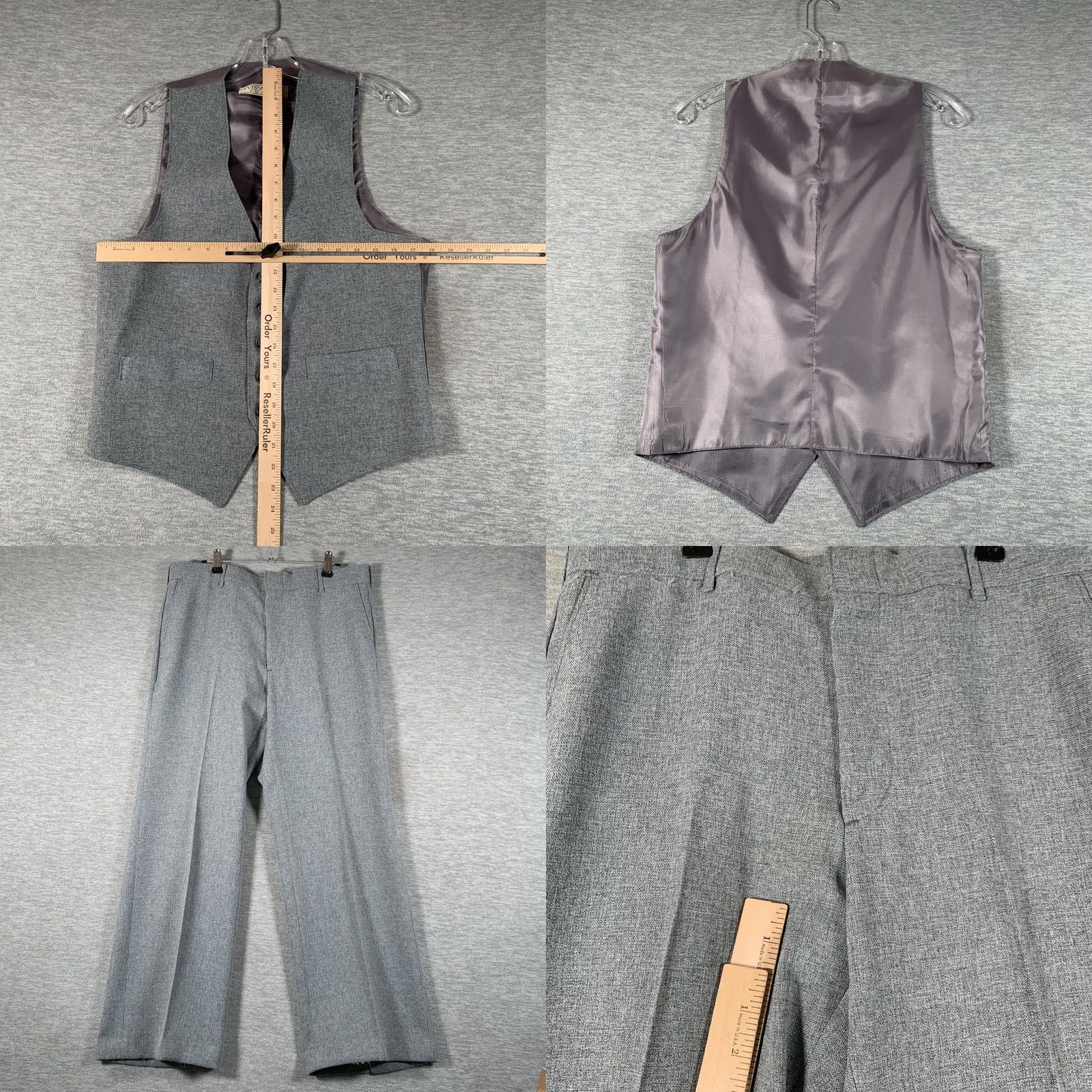 Levi's VINTAGE Levi's Suit 3 Piece Mens 46 Gray Tweed STA-PREST 37x28 Set Size 46R - 10 Thumbnail