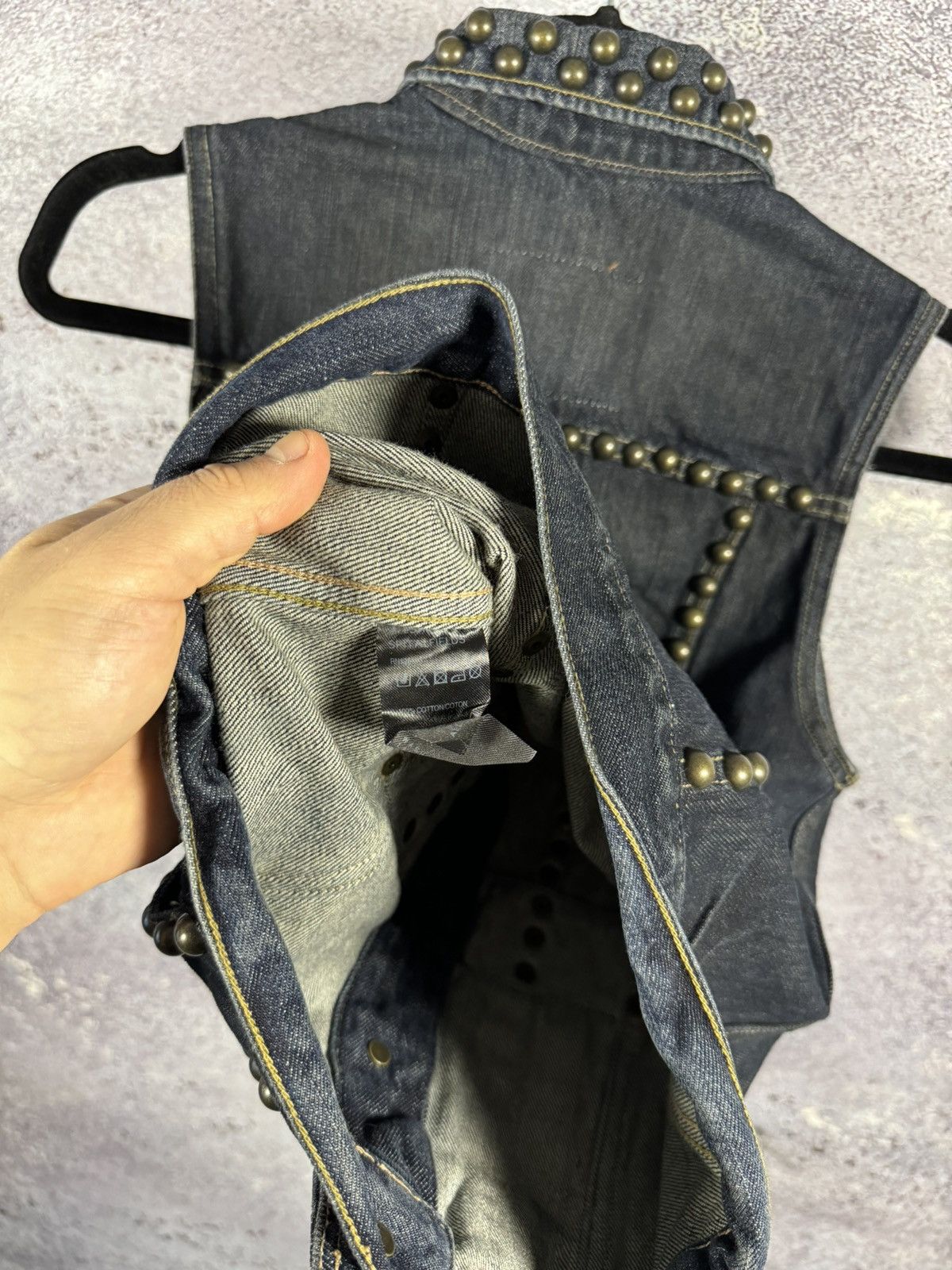 Allsaints × Vintage AllSaints Spitalfields Biker Studded Denim Vests Gilet S sz Size S / US 4 / IT 40 - 12 Thumbnail