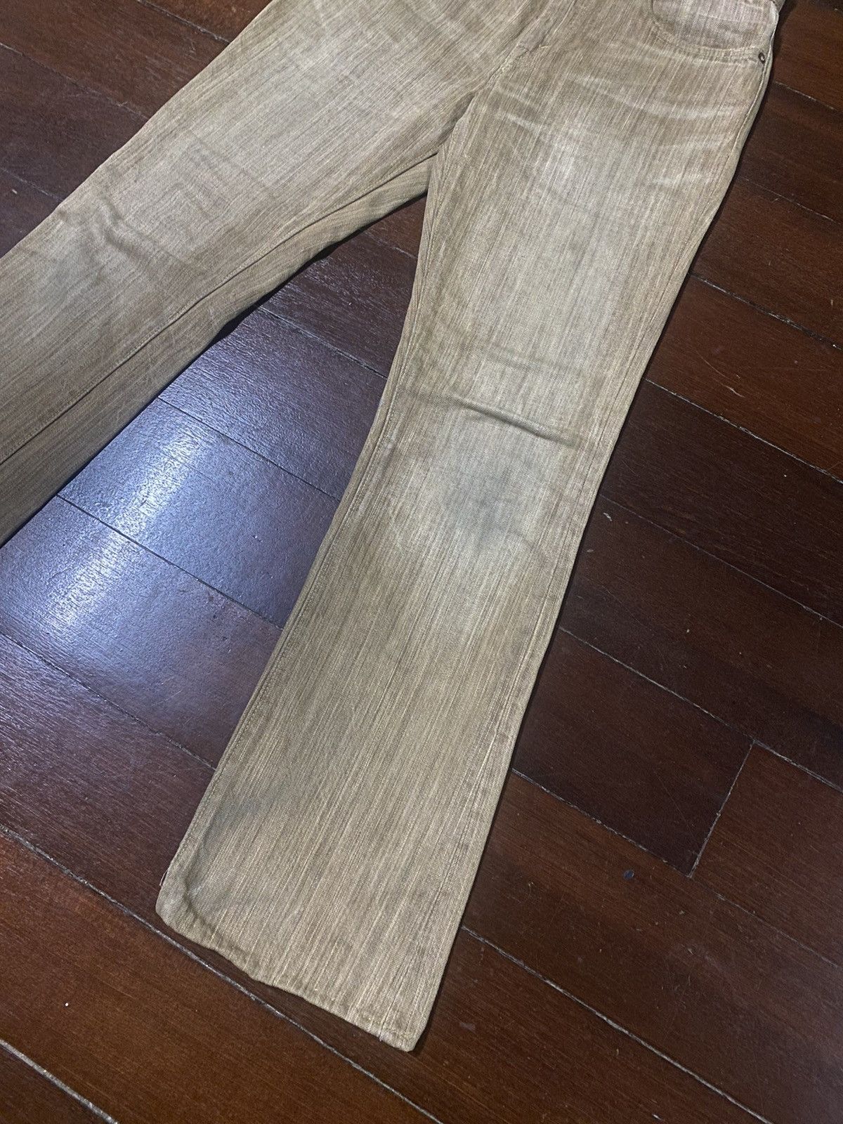 Japanese Brand VINTAGE SUGAR CANES 285 BROWN CREAM DENIM small bootcut Size US 31 - 8 Thumbnail
