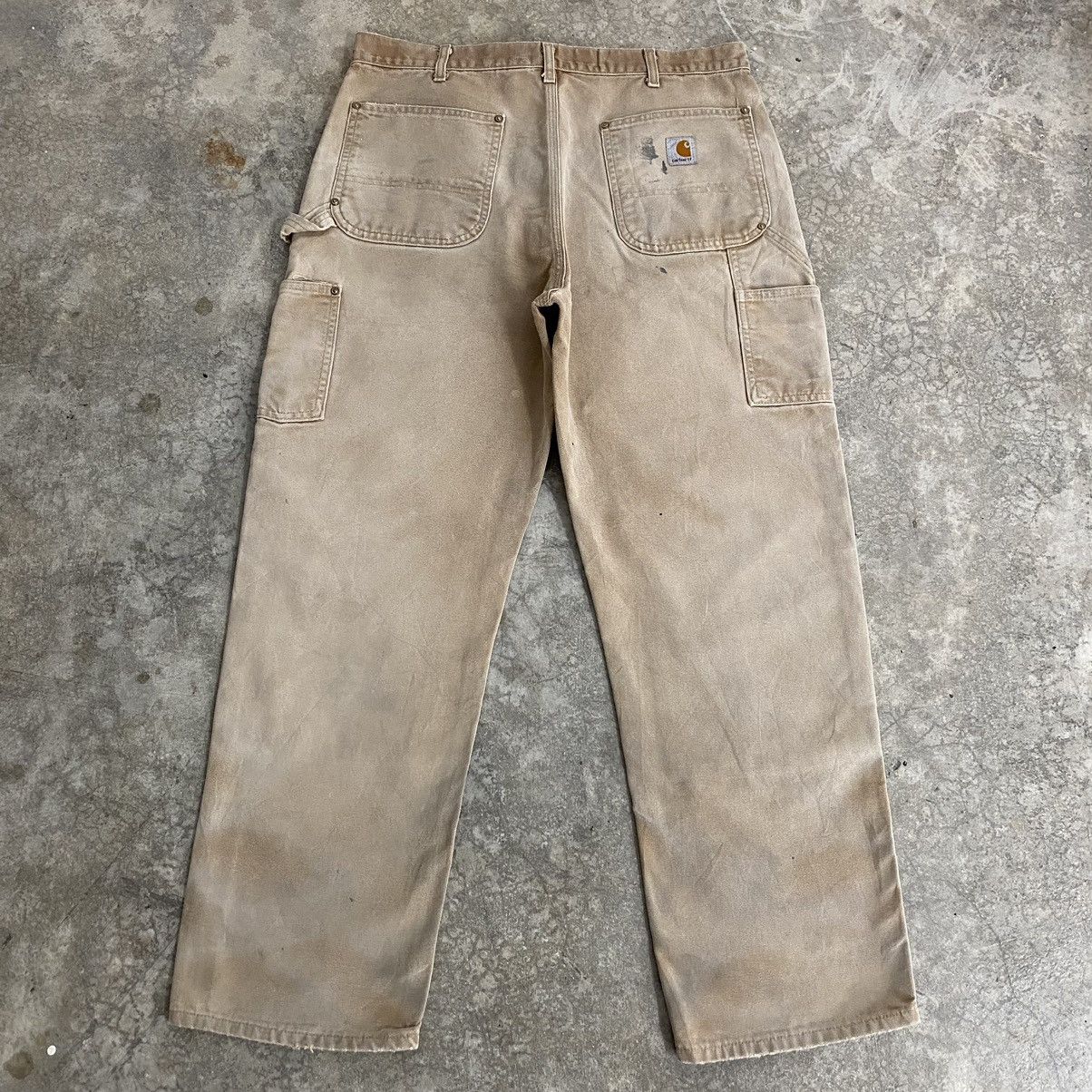 Carhartt VTG Carhartt Double Knee Faded Tan Dirty Carpenter Pants Size US 35 - 16 Thumbnail