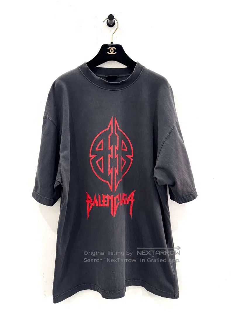 Balenciaga Balenciaga Red Double B Letter Logo Black Short Sleeve Size US S / EU 44-46 / 1 - 1 Thumbnail