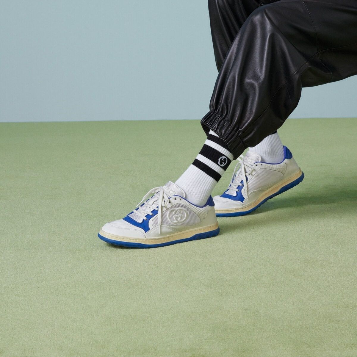 Gucci o1s1wg110125 MAC80 Low-Top Sneakers in Off White/Blue Size US 7 / EU 40 - 3 Thumbnail
