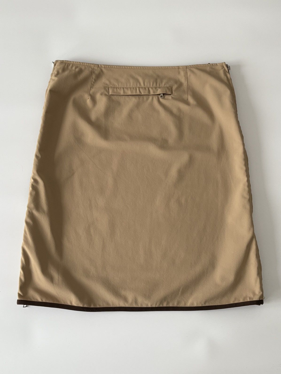 Prada 00s Prada Sport Two Slit Zip Skirt Beige Nylon Red Tab 46 XL Size 32" / US 10 / IT 46 - 17 Thumbnail