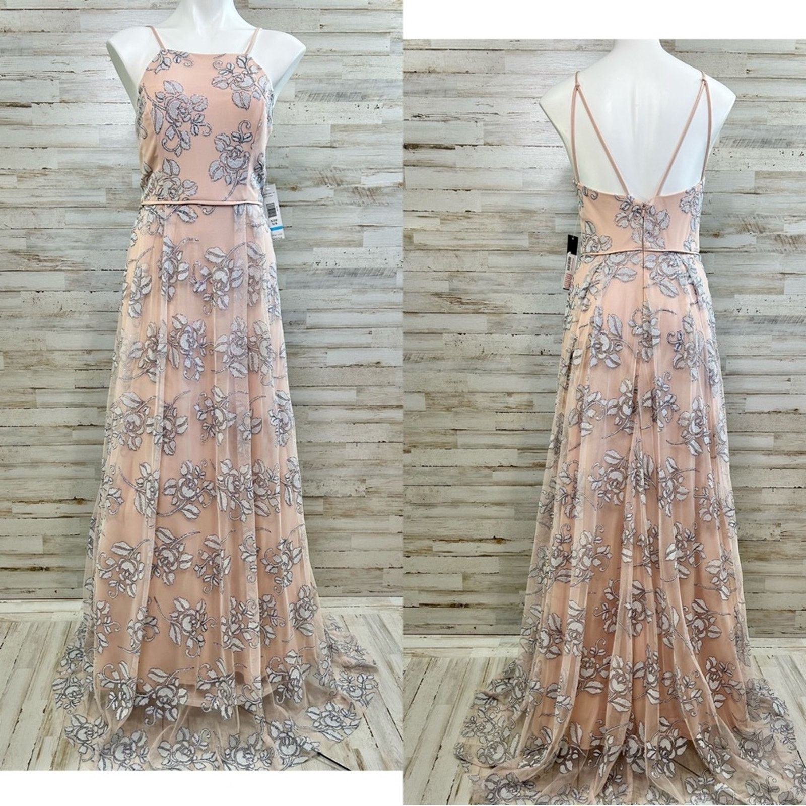 Jump Apparel Halter Tulle Glitter Maxi Dress Size 5/6 Floral