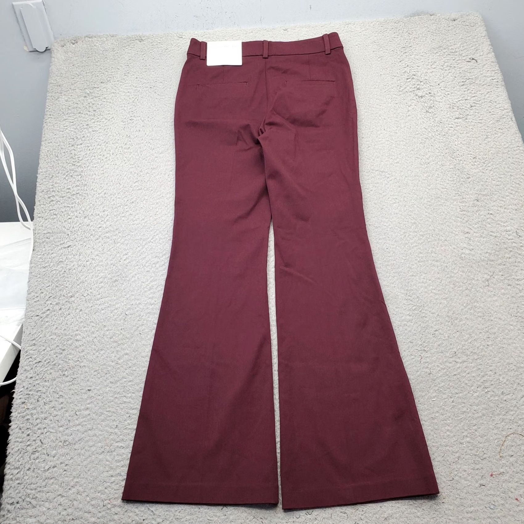 Loft LOFT The Sutton Ankle Flare Pants Womens 2 Burgundy Stretch Regular Flat Front Pants Size 26" / US 2 / IT 38 - 2 Thumbnail