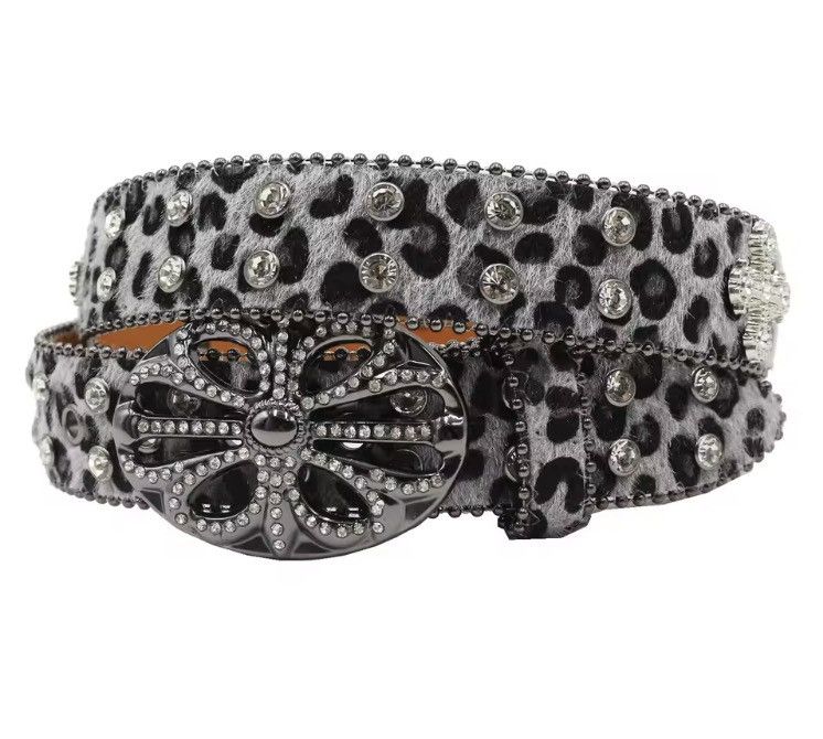 Japanese Brand Retro Style Cross Leopard Print Pu Leather Belt 105 cm Size ONE SIZE - 1 Thumbnail