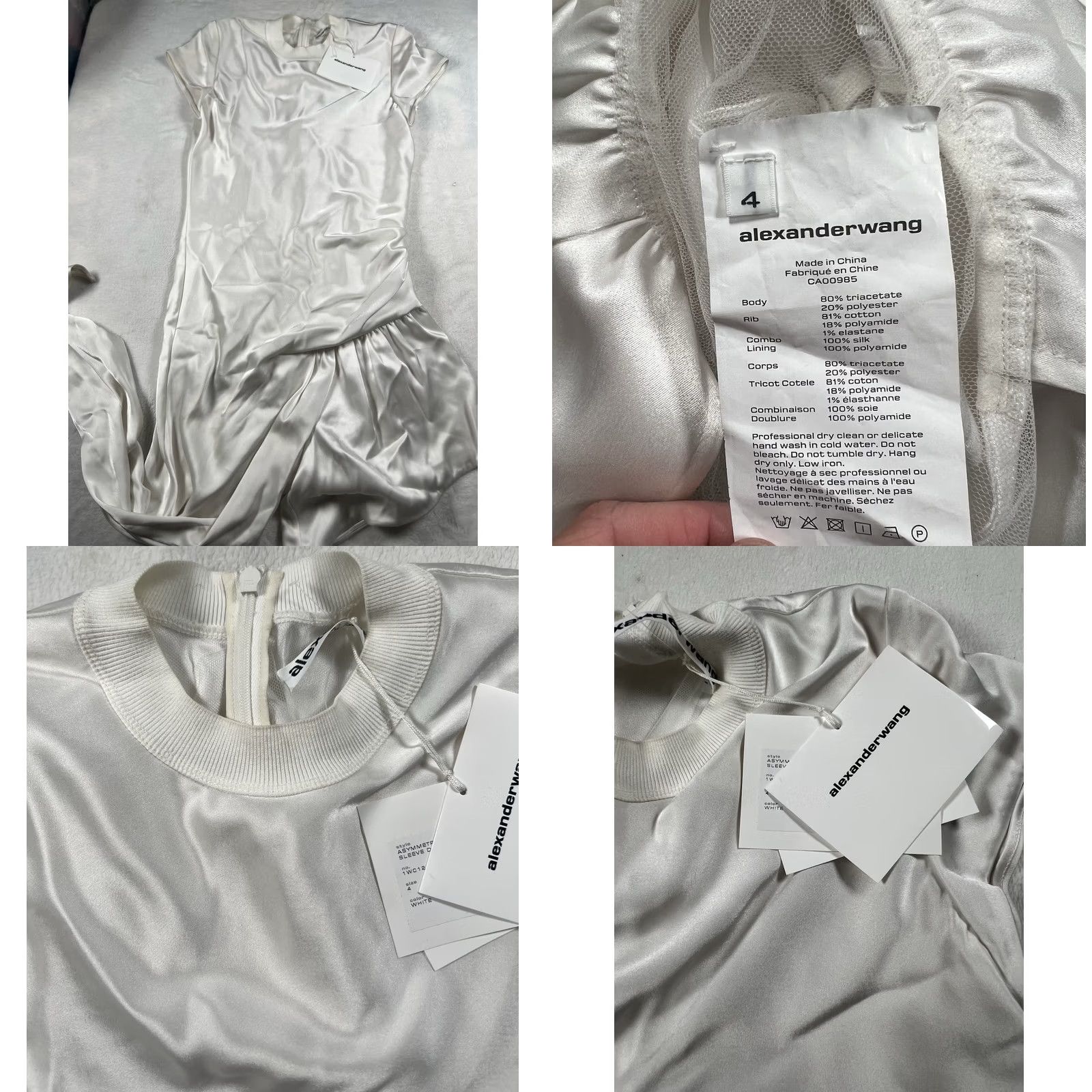Alexander Wang ALEXANDER WANG Asymmetric Cap Sleeve Dress White Size 4 NWT Size S / US 4 / IT 40 - 8 Thumbnail
