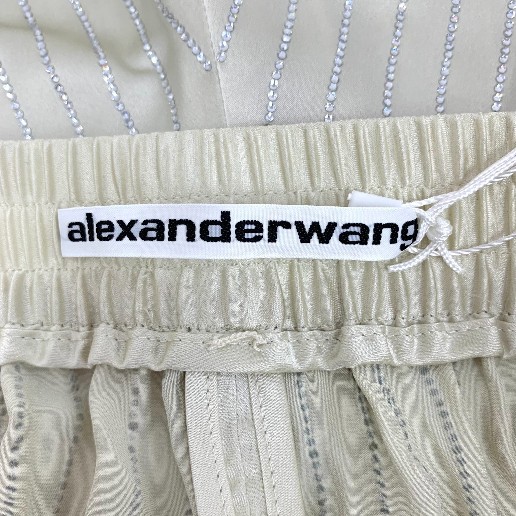 Alexander Wang Alexander Wang Beige Striped Crystal Diamond-Encrusted 100% Size 34" / US 12 / IT 48 - 2 Thumbnail