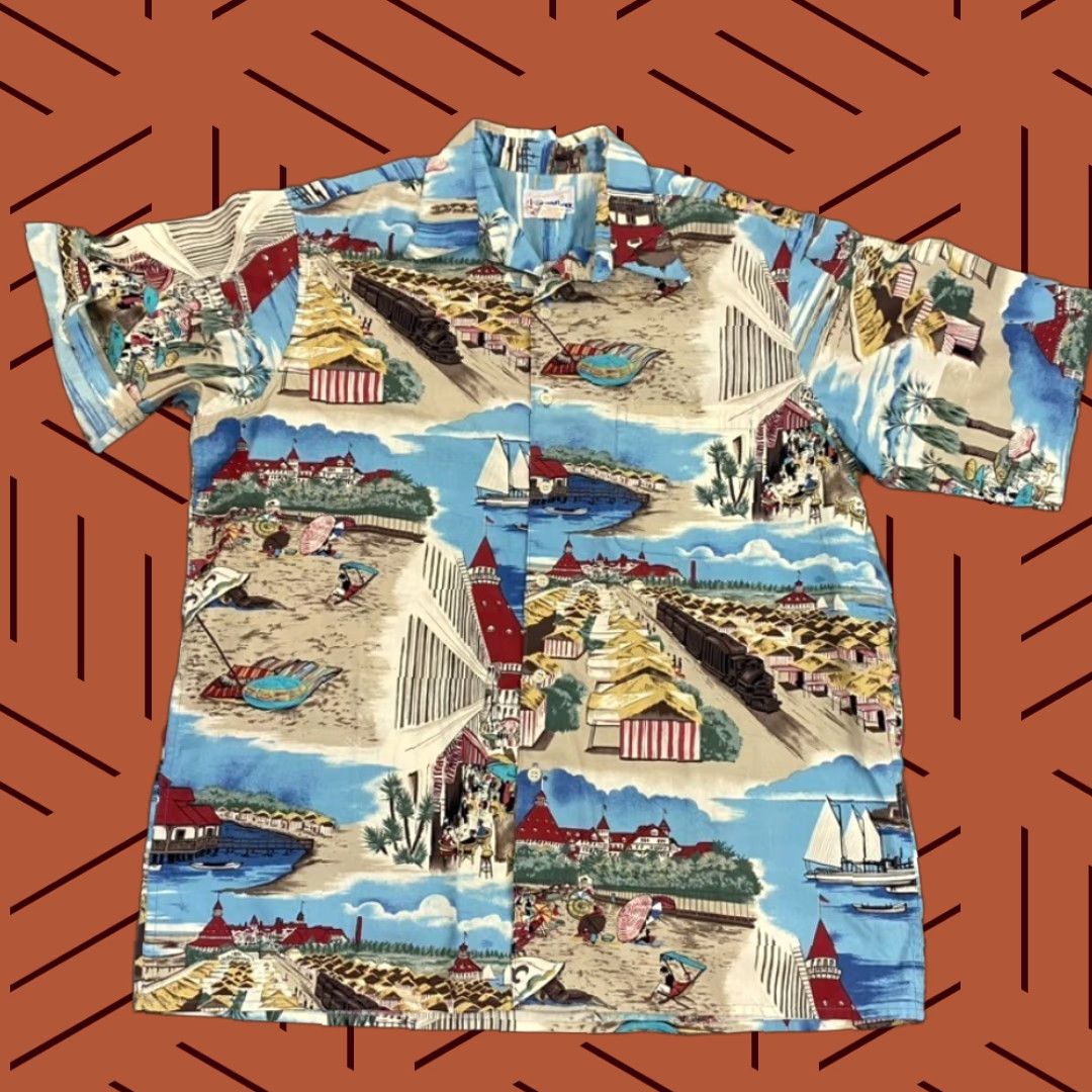 Reyn Spooner REYN SPOONER Shirt Mens Medium Button Hawaiian Exclusive Island Beach Print S/S Size US M / EU 48-50 / 2 - 1 Thumbnail