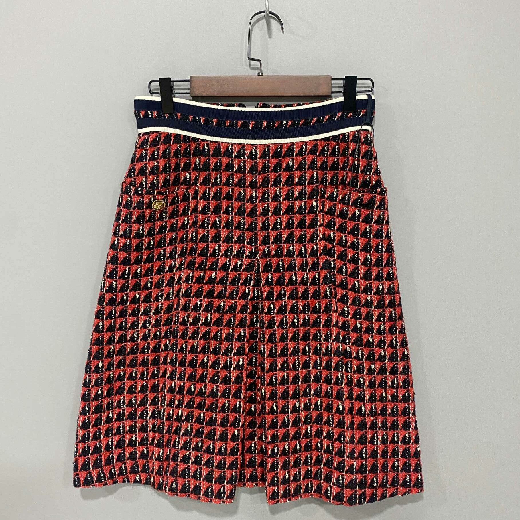 Gucci Houndstooth Tweed Skirt GUCCI Size 38" / US 16 / IT 52 - 1 Thumbnail