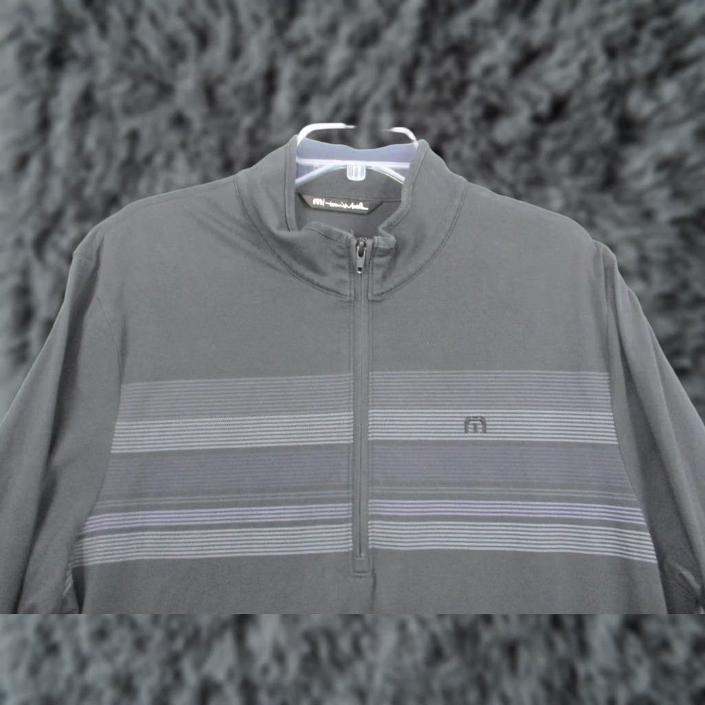 TravisMathew Travis Mathew Pullover Mens XL Gray Striped 1/4 Zip Golf Sweatshirt Mock Neck Size US XL / EU 56 / 4 - 1 Thumbnail